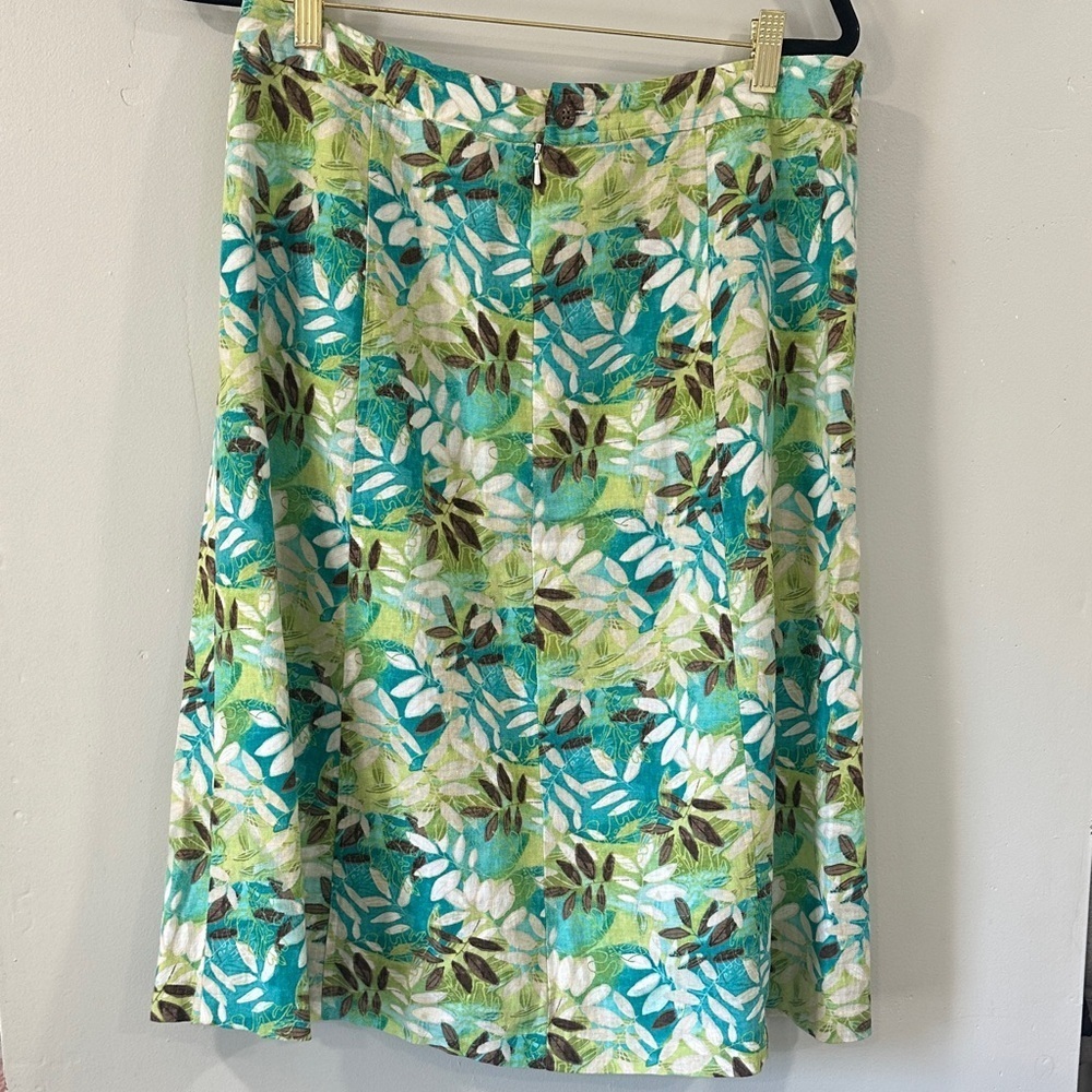 Christopher & Banks Green Floral Linen blend Skirt size 10 - Picture 2 of 10